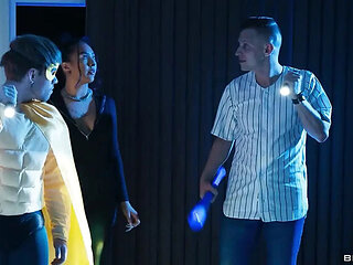 Halloween Threesome with Shay Fox and Kelsey Kane Ghost Hunting Big Tits Blowjob