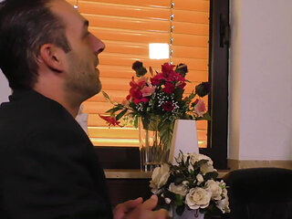 Big boobed brunette MILF as a sex therapist in a hot 3some fuck with big ass blonde and her hubby