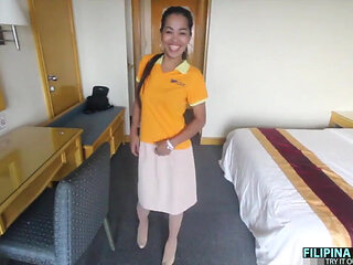 A sexy Asian flight attendant fucks on her layover