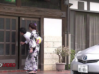 Wild Japanese kimono babe fucked hardcore then swallows big load