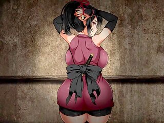 Busty anime girl Kikuo-Hentai-Game in a steamy H game adventure