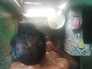 Indian teen guy caught in camera bathroom masturbation