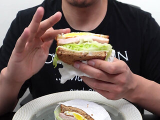 Asmr Asian Guy Cum Eating Breakfast Sandwich