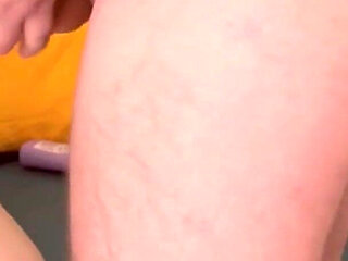 Stepdaughter Masturbates Her Stepdad with Her Feet Until He Cums