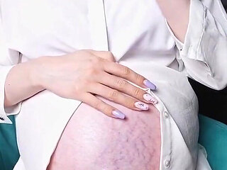 Pregnant Morning of the Working Day. 9 Month Pregnant