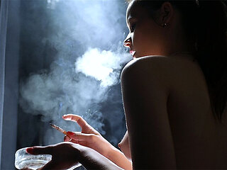 A Little Bit Naked Smoking Girl