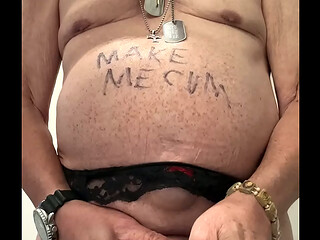 Naked piss and cock rub in loo