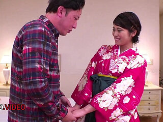 Ema Kato's Sensual Kimono Encounter Leads to Intense Bedtime Pleasure