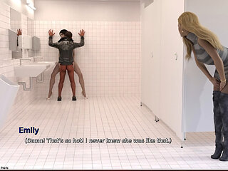 Her friend caught her having sex with her friend in the bathroom.