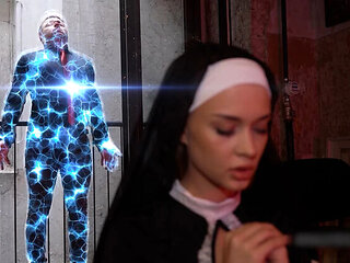 Young Nun Halloween Fuck with Incubus - Rough Anal, Big Tits, Hardcore Sex