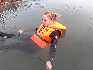 Strapped Tight & Floating Free - Sexy Wetsuit Life Jacket Test
