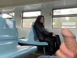 Public Train Sex - Stranger Shocked By My Dick Flash & Huge Cum Load on Katty West