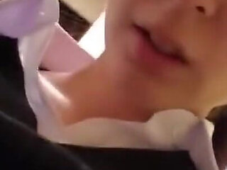 Shy Japanese babe gets horny in the hotel