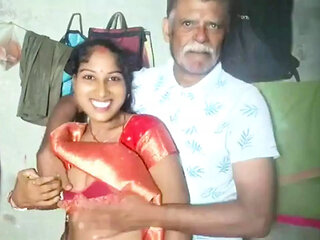 The old man spent the night with the beautiful girl.