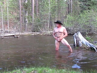 Naked bath in the river
