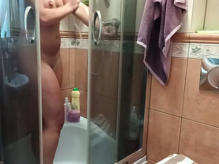 pissing and masturbating in the shower