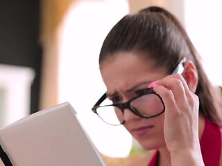 Busty brunette teen Serina Gomez fucked by her stepdad