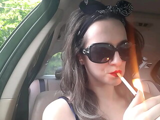 Sage Eldritch Red Lipstick Cigarette Smoking: Inhales &amp_ Exhales