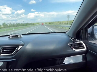 I'm jerking off to a taxi driver in a car right on the highway, passers-by spied on me, and I poured cum on the seat