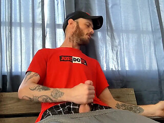 Stroking My Big Cock on My Smoke Break