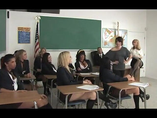 All girl orgy in the classroom