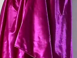 Very Clear Bali Girl, Her Hobby Is Colmek Again - Masturbate Using My Purple Silk Satin Dress