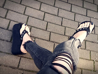 crossdresser shows his feet