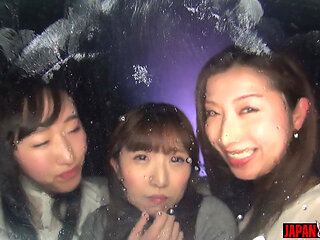 Tsubaki Kato and Himari Ogawa Initiate Ryo Kitakata Into Lesbian Tongue Kissing ()