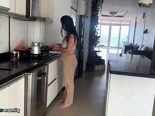 Hot Latina NamiQseiiin Kitchen Fuck with Big Boobs and Blowjob