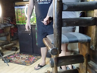 2 friends jerking off and jizzing in wife's pussy