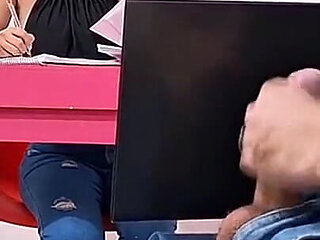 Risky Handjob for Receptionist Who Kept an Eye on My Erection!