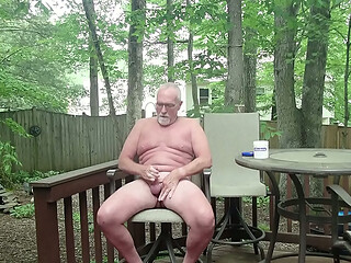 PoundinMyCock4U Jerks Off on his Back Deck in the Middle of the Day