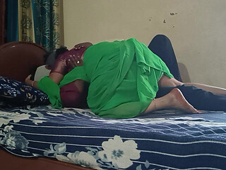 Desi Hot Beautiful Aunty Fucking with Maid in Bedroom Enjoy Sex with Him