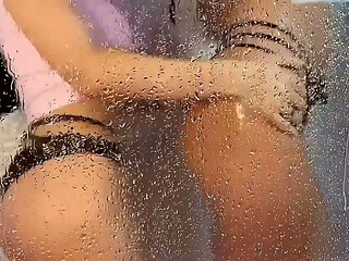 Lesbian Wet Clothes shower before scene with Yoya Grey and Nelly Kent