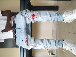 Black with huge dick in streetwear jerk and cum (4)