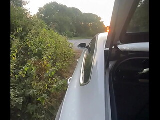 Step mom young fucked in a parking lot, he cums in her wet pussy, creampie