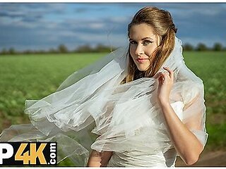 Michael Fly And Una Fairy In Slutty Bride Showed Her Perfect Natural Tits And Pussy To Strangers