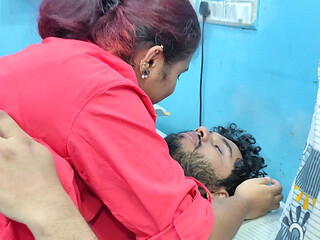 Girl kissing boy and hot romance