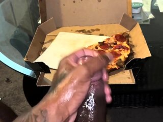 BIG BLACK UNCUT CUM PIZZA FOR YOU TO EAT