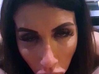 Cumshot wanting amateur MILF wanks cock in POV video