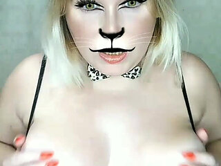 Chubby MILF in Cat Costume Big Tits