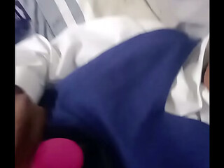 Black student play with wet pussy and sucks pink vibrator
