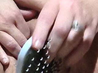 Fucking a Brush in Her Hairy Bush