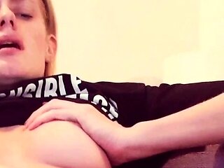 Perfect blond making solo masturbation