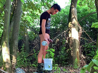 Weight on Balls and Cock - Bucket Filled with Water on Cock and Balls