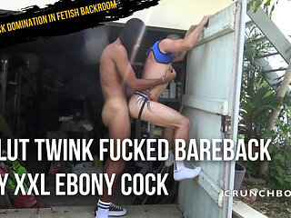 slut twink fucked barebakc by XXL ebony cock