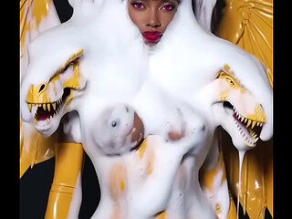 ai generated not real girl in latex t-rex