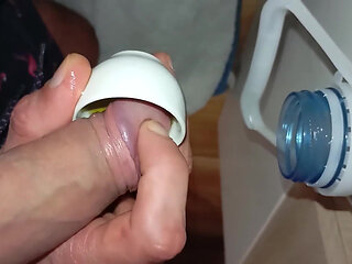 The Stud with the Big Cock Is Eager to Fuck an Ass, Cumshot in the Mouth of the Bottle!