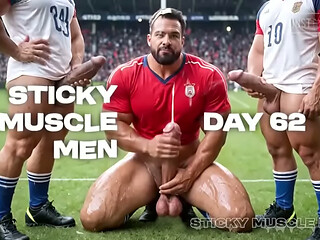Sticky Muscle Men Day 62 Preview, AI-Generated Muscle Guys, Big Dicks, Big Cum Loads