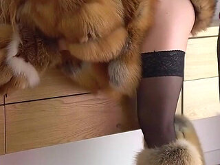 Crazy Furry Sex! Fur Coat, Furry Anal Plug and a Dog Mask! Cat Dog Roleplay